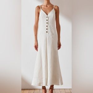 Shona Joy. St Kitts jumpsuit. Size 6 US. Linen. Flax pinstripe.